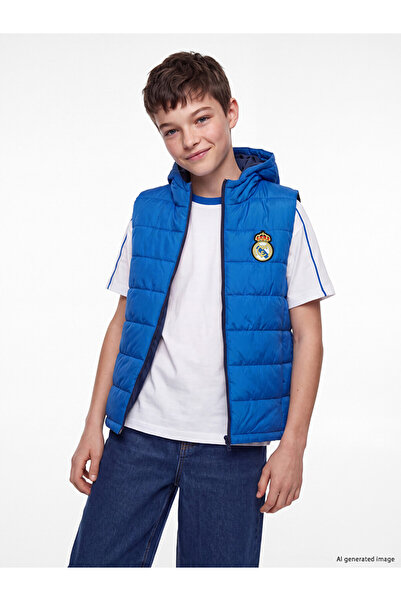 LC Waikiki Hooded Real Madrid Embroidered Boys' Puffer Vest