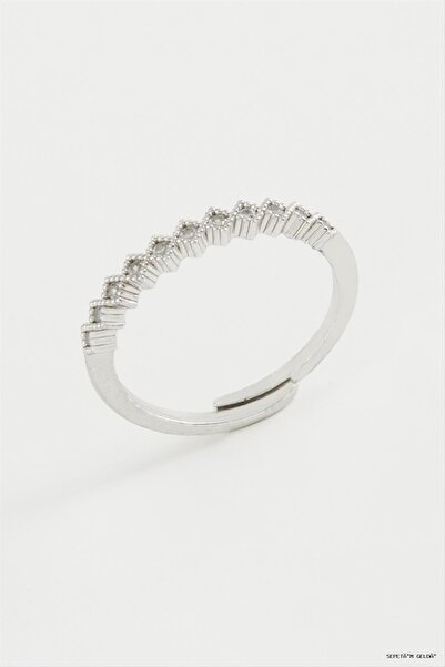 ZERO LAND Spt-Gld Baklava Shape Stone Metal Ring (233943) Silver Color