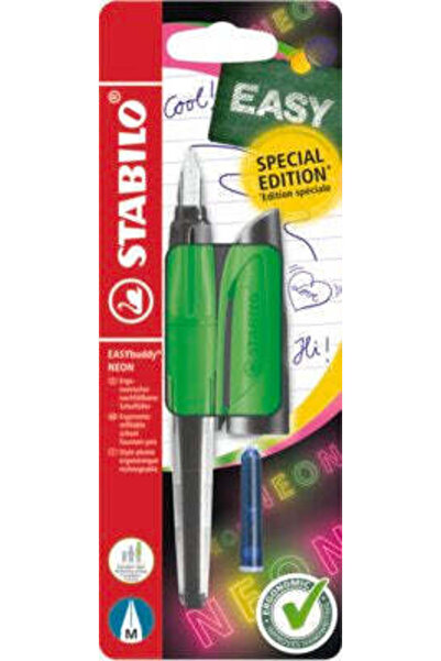 Stabilo Stilou EASYbuddy, M, verde neon, 1 rezerva, blister