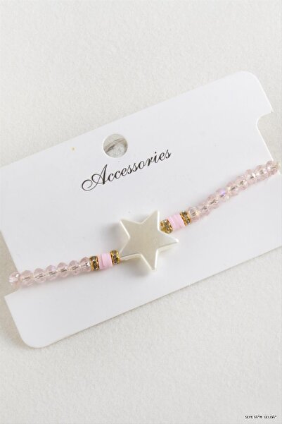 ZERO LAND Spt-Gld Star Pearl Crystal Macrame Rope Bracelet (234408) Pink