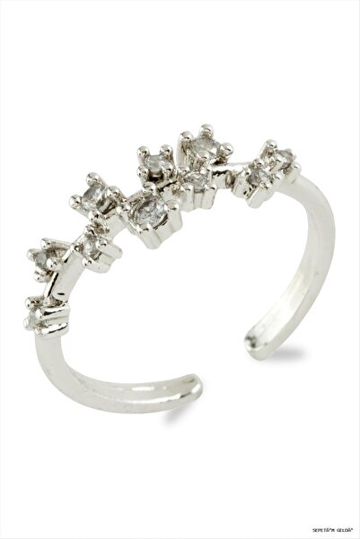 ZERO LAND Spt-Gld Zigzag Zircon Stone Metal Ring (232617) Silver Color