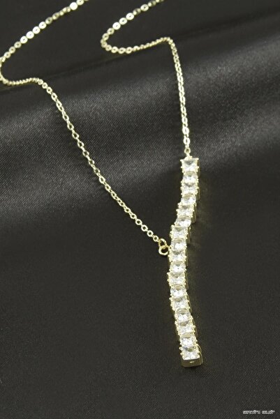 ZERO LAND Spt-Gld Square Zircon Stone Luxury Steel (233336) Necklace Yellow
