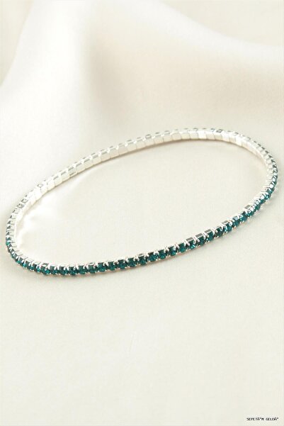 ZERO LAND Spt-Gld 2 mm Tiny Strip Stone Waterway Bracelet (230612) Petrol Green