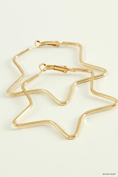 ZERO LAND Spt-Gld Star Hoop Earrings 5.5 (230535) cm Yellow