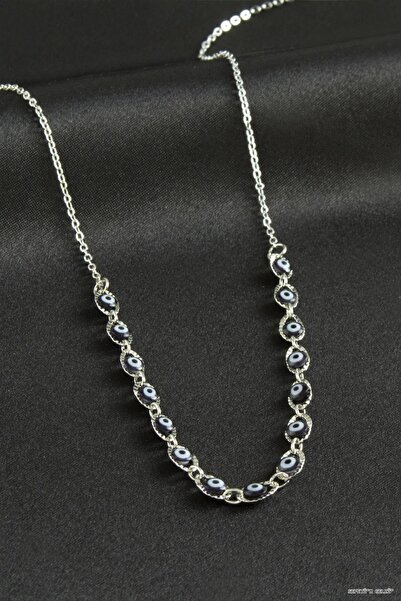 ZERO LAND Spt-Gld Evil Eye Enamel (231420) Necklace Black