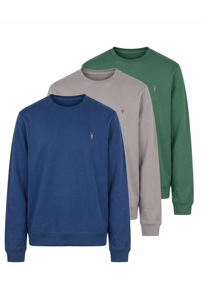 MAXIMILLIAN Erkek 3 Lü Paket Pamuklu Basic Bisiklet Yaka Uzun Kollu Sweatshir...