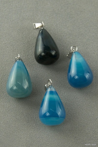 ZERO LAND Spt-Gld Agate Drop Natural Stone Pendant 1 (10944) Piece Blue