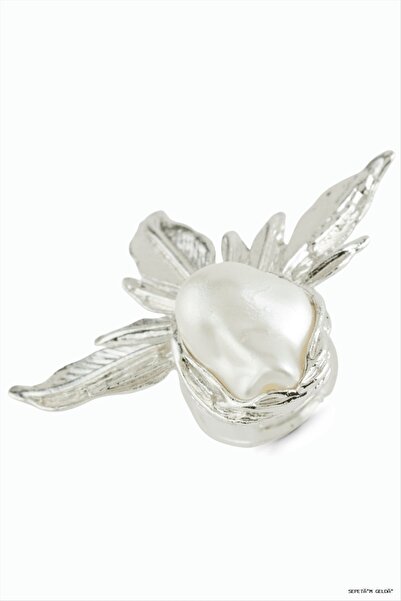 ZERO LAND Spt-Gld Leaf Pearl Metal Ring (232700) Silver Color