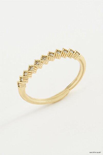 ZERO LAND Spt-Gld Baklava Shape Stone Metal (225732) Ring Yellow