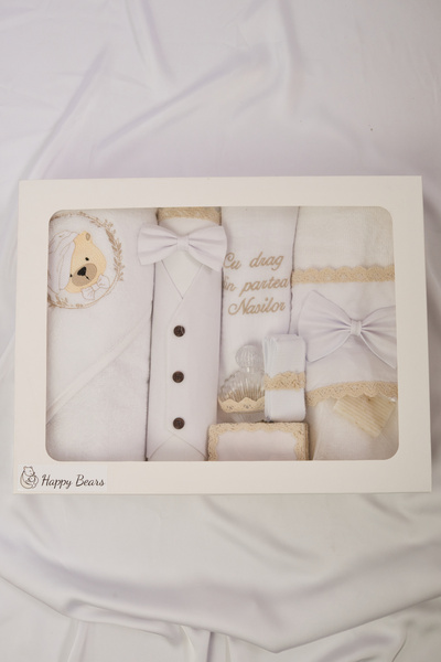 Happy Bears Trusou botez de vara pentru baieti, 8 piese, “Ursulet cu palarie”...