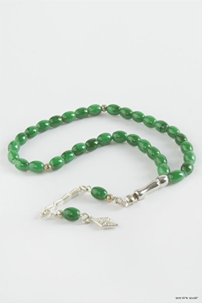 ZERO LAND Spt-Gld Egyptian Cut Glass Stone Prayer Beads 7 (225640) mm Green
