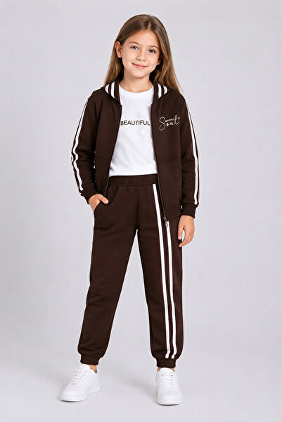 caddekids Girl's Beautiful Soul Printed 3-Piece Tracksuit Set Hooded Sweatshi...