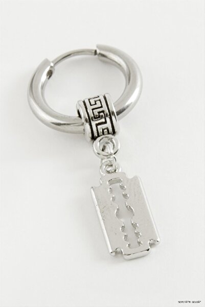 ZERO LAND Spt-Gld Razor Men's Steel Earrings (234107) Silver Color
