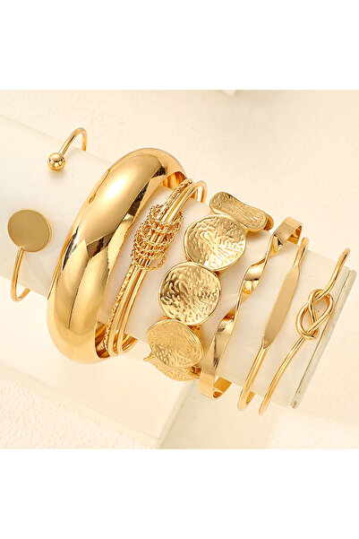 Takıtolia Viloa Multiple Gold Color Retro Geometric Knot Design Bracelet Set ...