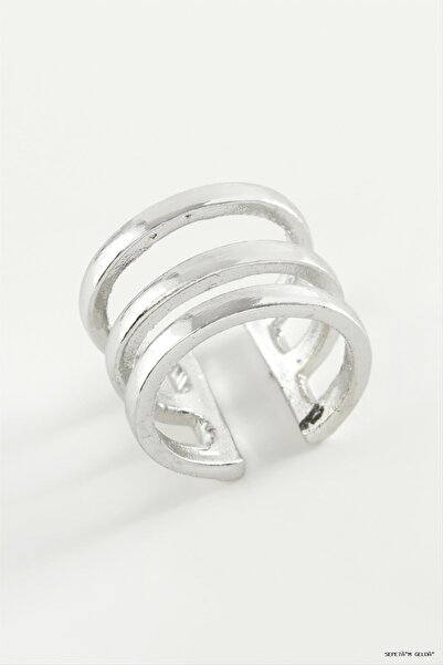 ZERO LAND Spt-Gld 3 Row Metal Ring (234708) Silver Color