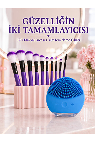 teknotrust Premium set od 12 ljubičastih četkica za šminku i silikonski uređa...
