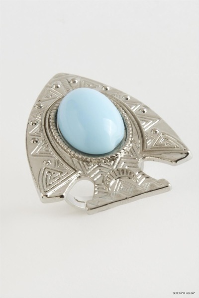 ZERO LAND Spt-Gld Fish Turquoise Stone Ring (04449) Silver Color