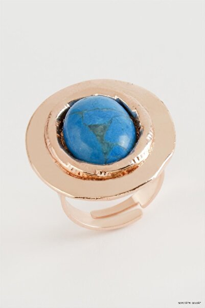 ZERO LAND Spt-Gld Oval Turquoise Stone (04441) Ring Rose