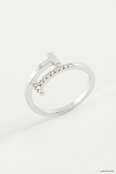ZERO LAND Spt-Gld Nail Zircon Stone Ring (03056) Silver Color
