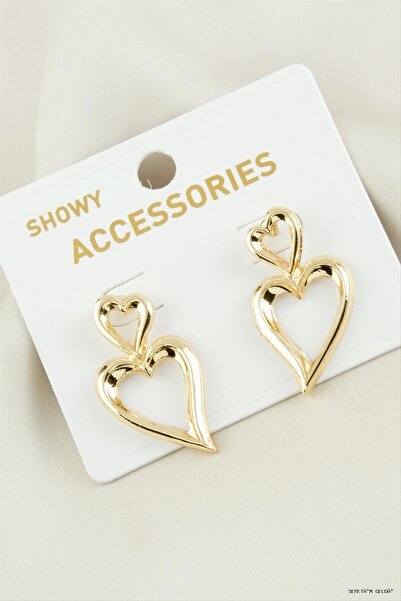 ZERO LAND Spt-Gld Heart New Season Metal (04339) Earrings Yellow