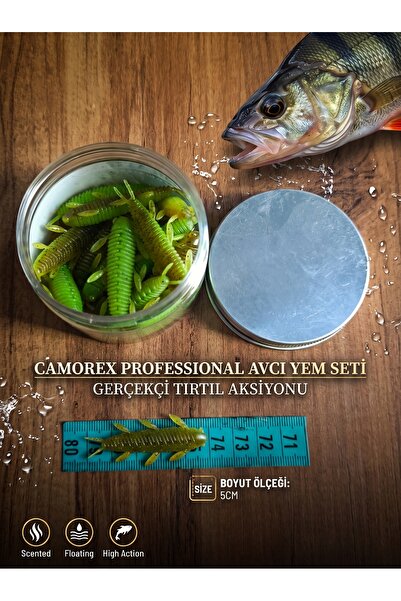 Fishing Kokulu Tırtıl Silikon 20 Adet Avcı Yem Paketi - LRF ve Spin Tatlı/Tuzlu Su Yemi Metal Kapaklı Kutu