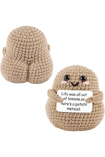 GENERAL Funny and Positive Knitted Mini Potato Doll with Encouragement Card, ...