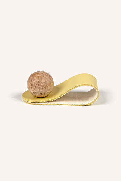 Kulpingo Yellow Wooden Detailed Button Leather Handle