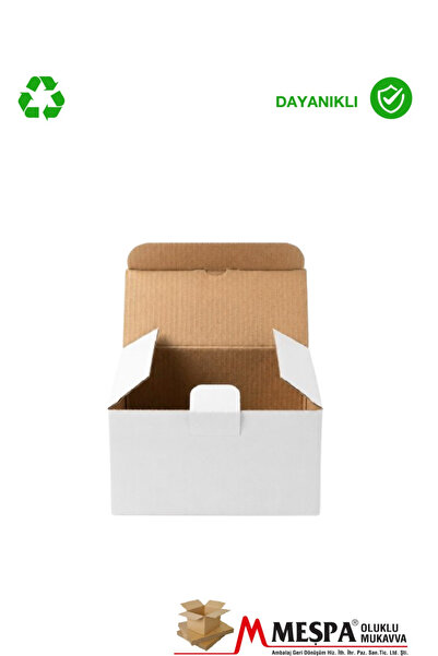 MEŞPA AMBALAJ 12.5x10x6 cm Beyaz E-Ticaret Kargo Kutusu 25'li Paket Küçük Boy...