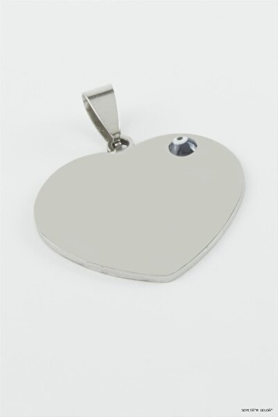 ZERO LAND Spt-Gld Heart Name Engravable Steel Pendant 3 cm (00530) Silver Color