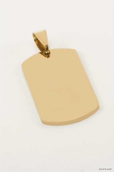 ZERO LAND Spt-Gld Nameplate Name Engravable Steel Pendant 2X3.5 (00521) cm Ye...