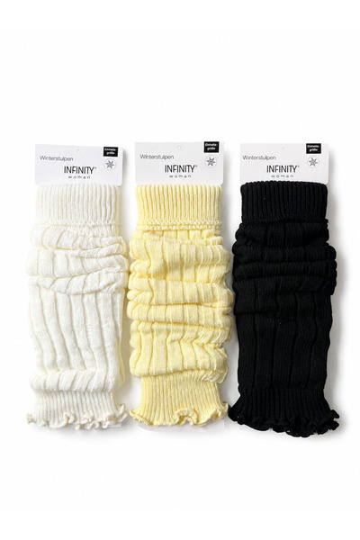 Hakan Collezione Set de 3 șosete lungi pentru femei, negre, crem și galbene, ...
