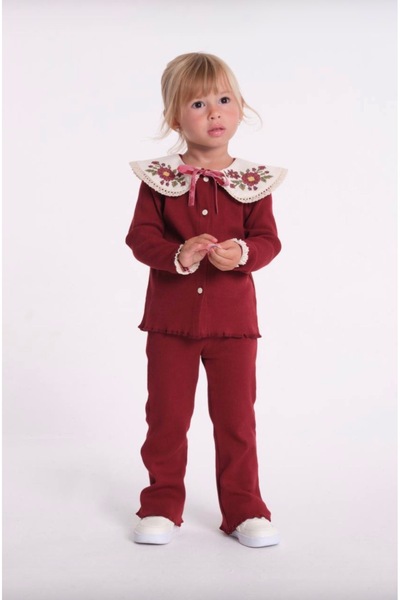 le petit sole NAKIŞ YAKA BORDO KIZ KAŞKORSE TAKIM