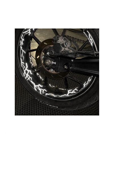 ARTES MOTO KAPLAMA MERKEZİ Motor jantı için Reflektörlü Beyaz Yıldırım Şimşek...