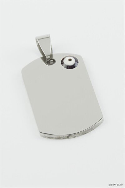 ZERO LAND Spt-Gld Imprintable Name Steel Pendant 1.5X2.5 cm (00516) Silver Color