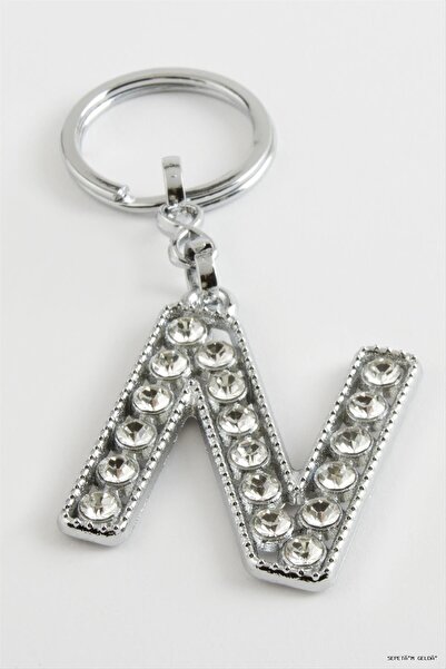ZERO LAND Spt-Gld Silver Color Stone (00326) Letter Keychain
