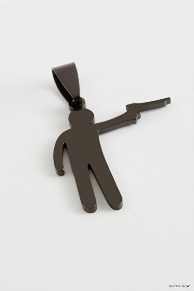 ZERO LAND Spt-Gld Armed Soldier Steel Pendant 3 (04027) cm Black