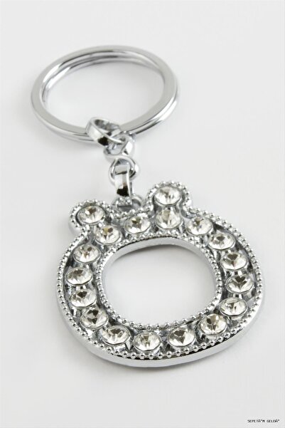 ZERO LAND Spt-Gld Silver Colored Stone Letter (00354) Keychain Ö