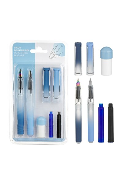 OEM Set stilou pentru școală și birou, 2 bucăți, albastru – rescriere, cernea...