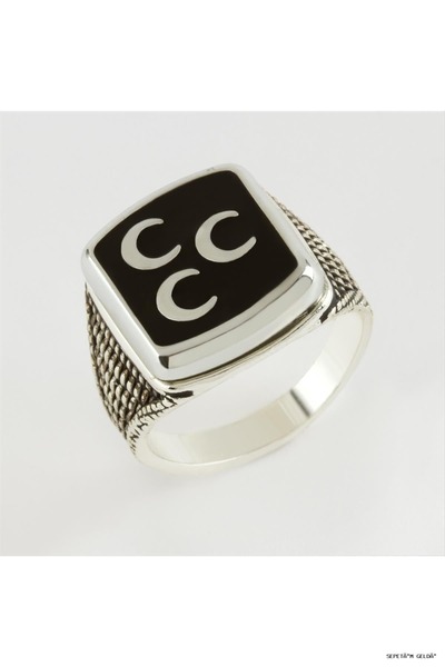 ZERO LAND Spt-Gld 3 Hilal Metal Men's Ring Silver (01312) Color 20