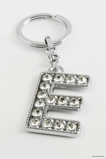 ZERO LAND Spt-Gld Silver Color Stone (00329) Letter Keychain