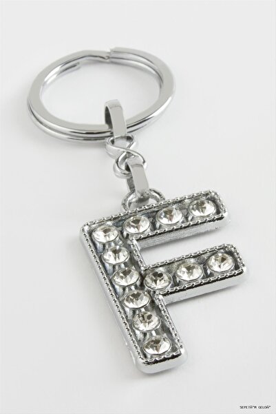 ZERO LAND Spt-Gld Silver Color Stone (00408) Letter Keychain