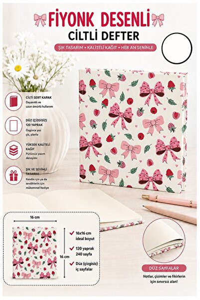 Artlantis Square Notebook with Bow Figure 16X16Cm 1 Piece Lizz Hard Cover 120...