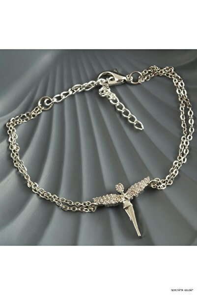 ZERO LAND Spt-Gld Fairy Figured Zircon Stone Bracelet (01022) Silver Color