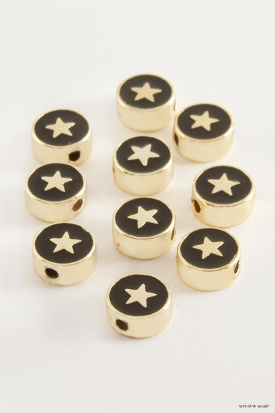 ZERO LAND Spt-Gld Star Enamel Horse 1 (235926) Piece Black