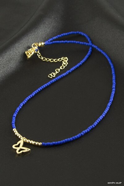 ZERO LAND Spt-Gld Mixed Figured Miyoki Bead Necklace 1 (02933) Piece Blue