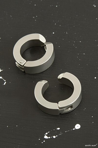 ZERO LAND Spt-Gld Silver Color Pronged Men's Steel Earrings 1.5 cm (10336) Si...