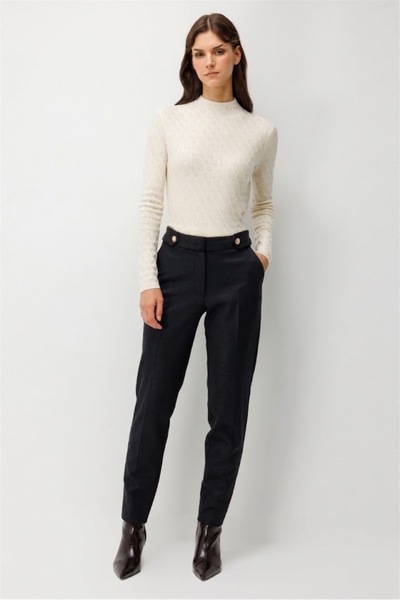 Ekol Ornamental Buttoned Skinny Leg Trousers 4151