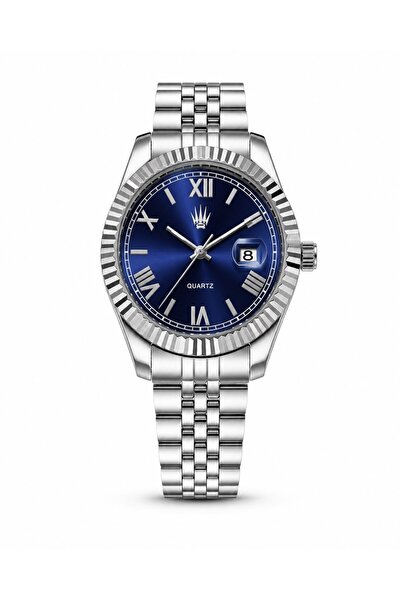 WATCHOFROYAL Calvior Silver Blue Steel Wristwatch