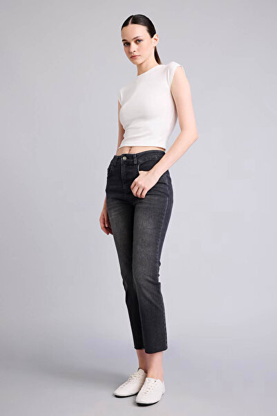 DeFacto High Waist Crop Flare Anthracite Women's Jean Trousers G2217Ax/Nm36