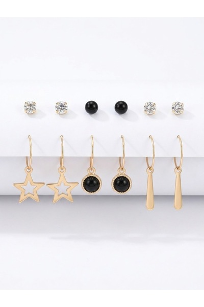 GenelTedarik Women's Star Figured Dangle Stylish Earring Set, Non-Tarnish, St...